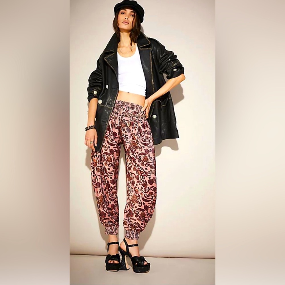 Free People Pink Patterned Pants